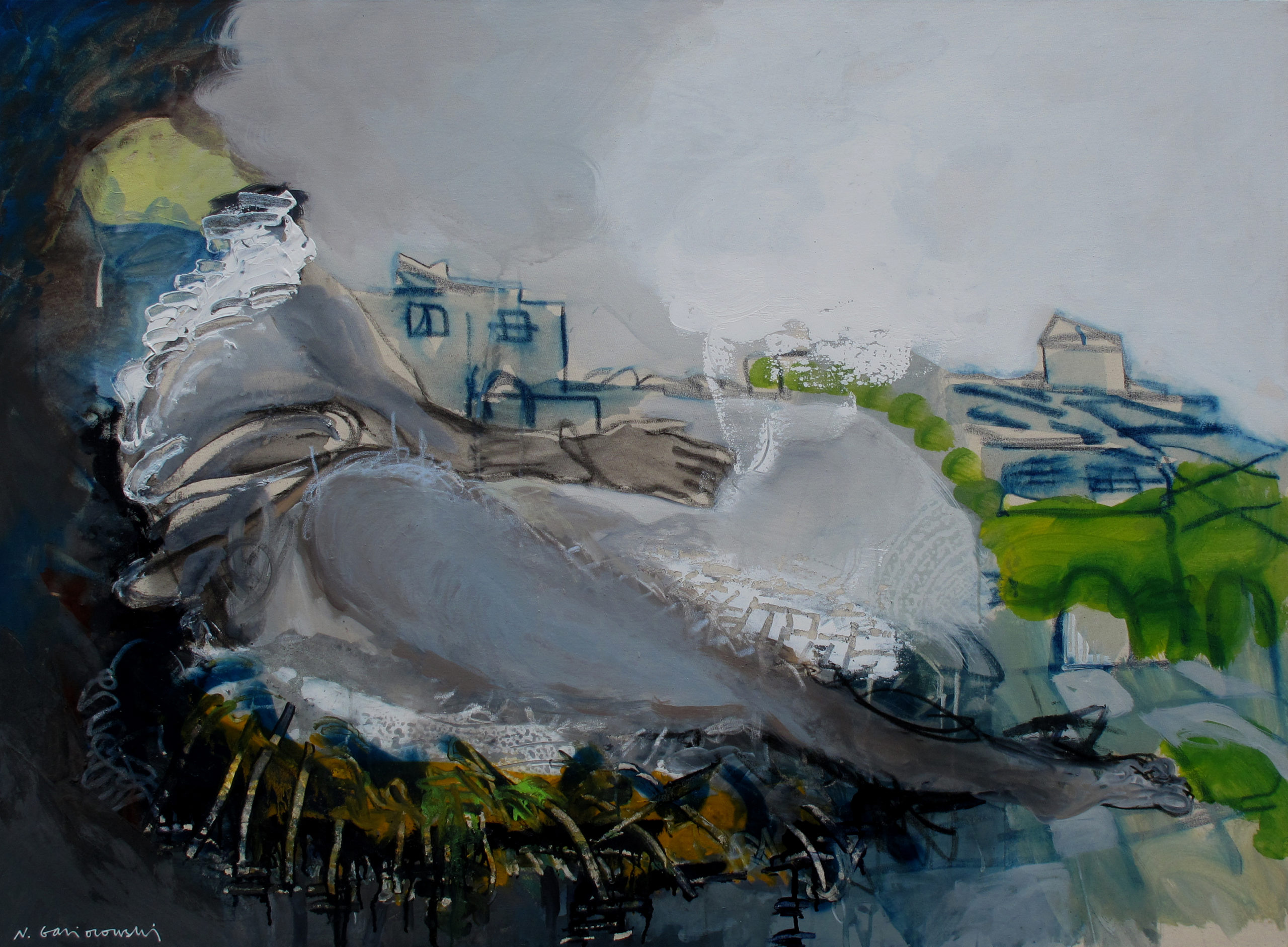 Marianne protégeant les villes de France_ 97x130cm_technique mixte sur toile_5000€